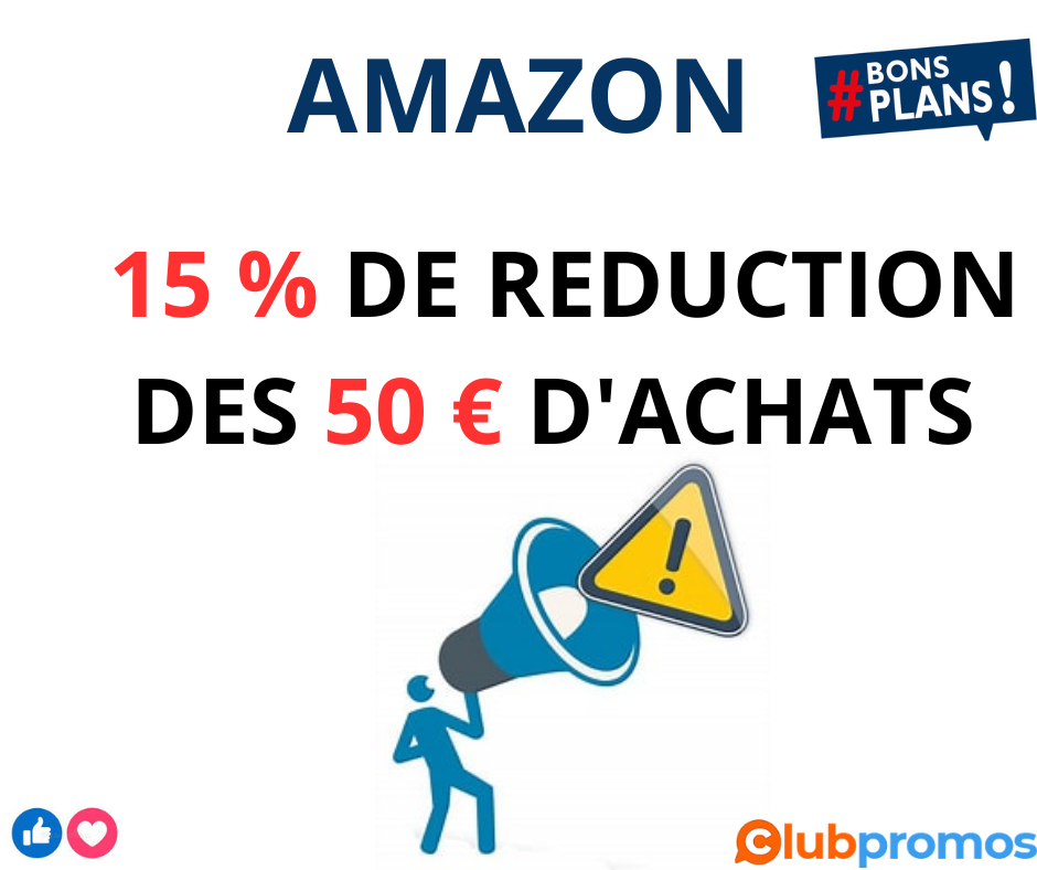Économise 15 % lorsque tu dépenses 50 € sur une sélection d'articles sur Amazon .png