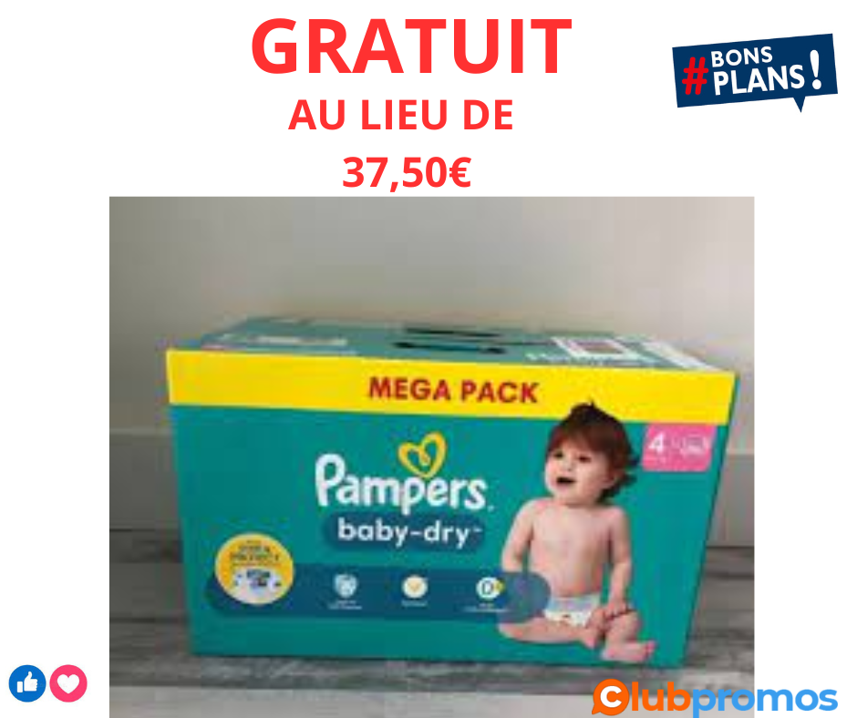 Économisez 37,50€ avec notre bon plan exclusif Lot de 96 couches Pampers gratuites chez Auchan .png