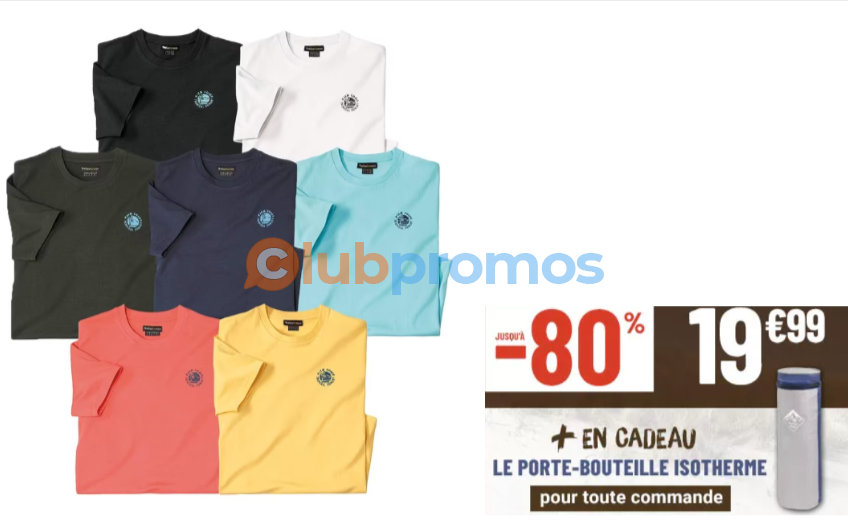 Lot de 7 tee-shirts unis Palm Coast Atlas For Men - coton 145g, tailles M à 5XL, coupe ample