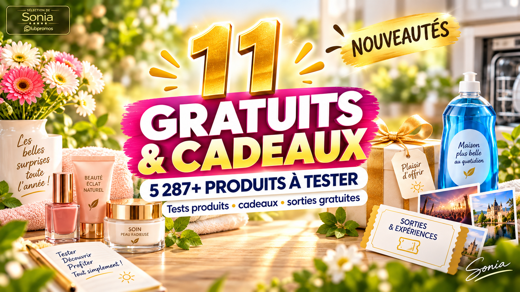 Récap ClubPromos de 11 nouveaux gratuits, cadeaux, tests produits et sorties gratuites du 23 septembre 2026