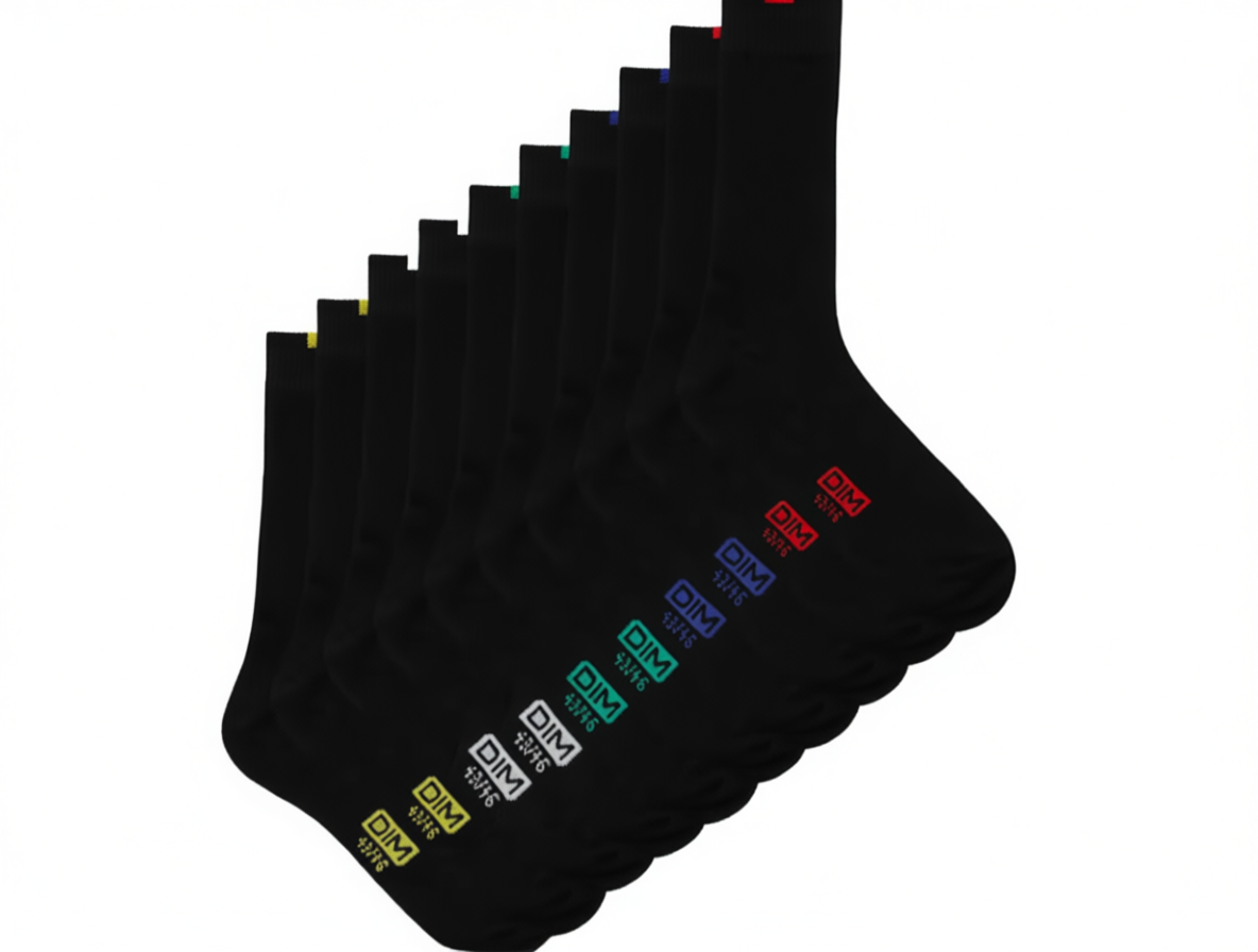 DIM EcoDIM chaussettes homme x5 maille fine respirante talon pointe renforcés confort quotidien noir 39 42