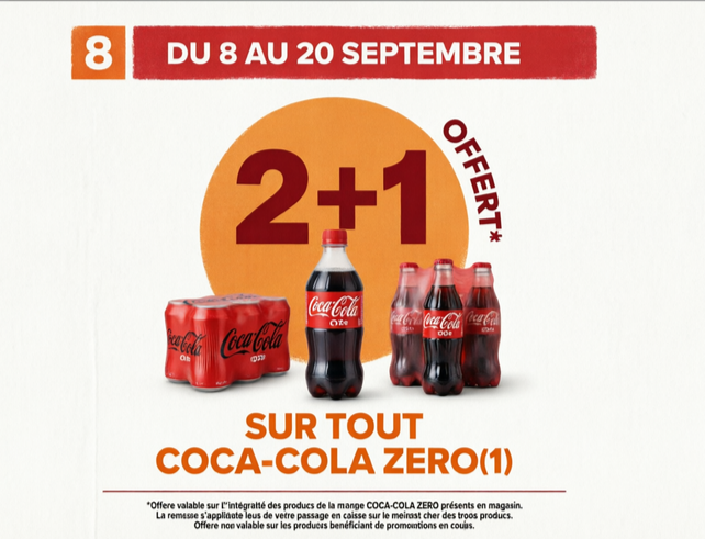Bannière 18 bouteilles de Coca-Cola Zero gratuites chez Intermarché avec 100 % du panier récupéré dès 20 € d’achat