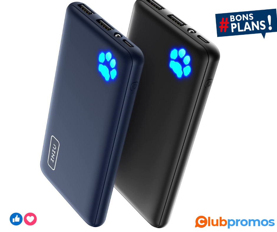 [2 Pack]10000mAh Batterie Externe, INIU 3A USB C Charge Rapide 3-port Power Bank, ultra mince ...png