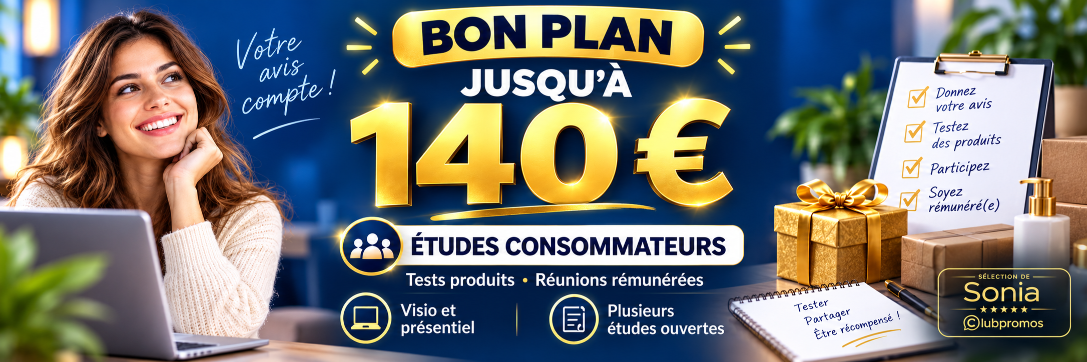 Bannière des études consommateurs 2EM rémunérées jusqu’à 140 euros