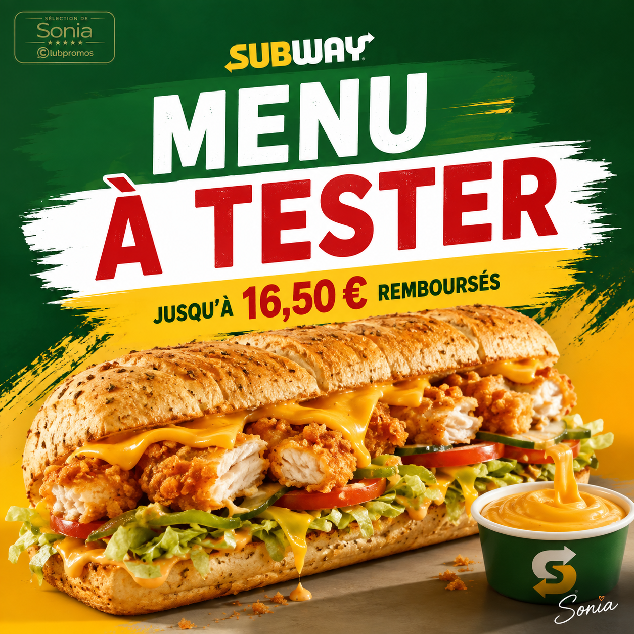 300 personnes recherchées pour tester le menu Subway Crunchy Chicken Cheddar avec jusqu’à 16,50 € remboursés