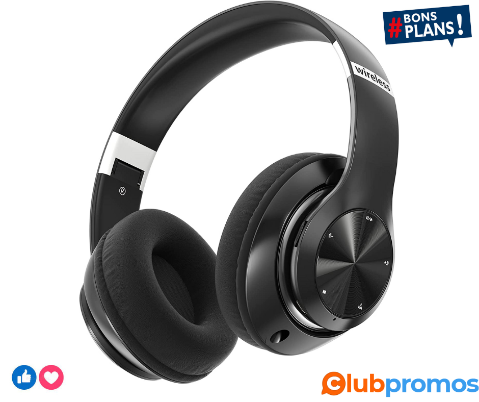 9S Casque Bluetooth sans fil, 60 Heures Casque Bluetooth sur l'oreille Casque Pliable léger Fi...png