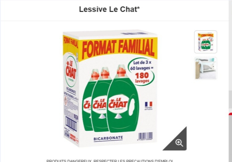_198  Pack de 3 bidons de lessives Le Chat  divers parfums   180 lavages revient à 10 50€ au l...jpg