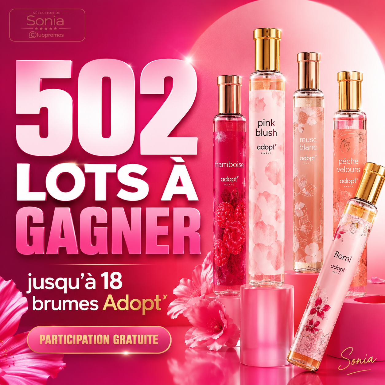 502 lots de brumes parfumées Adopt à gagner gratuitement