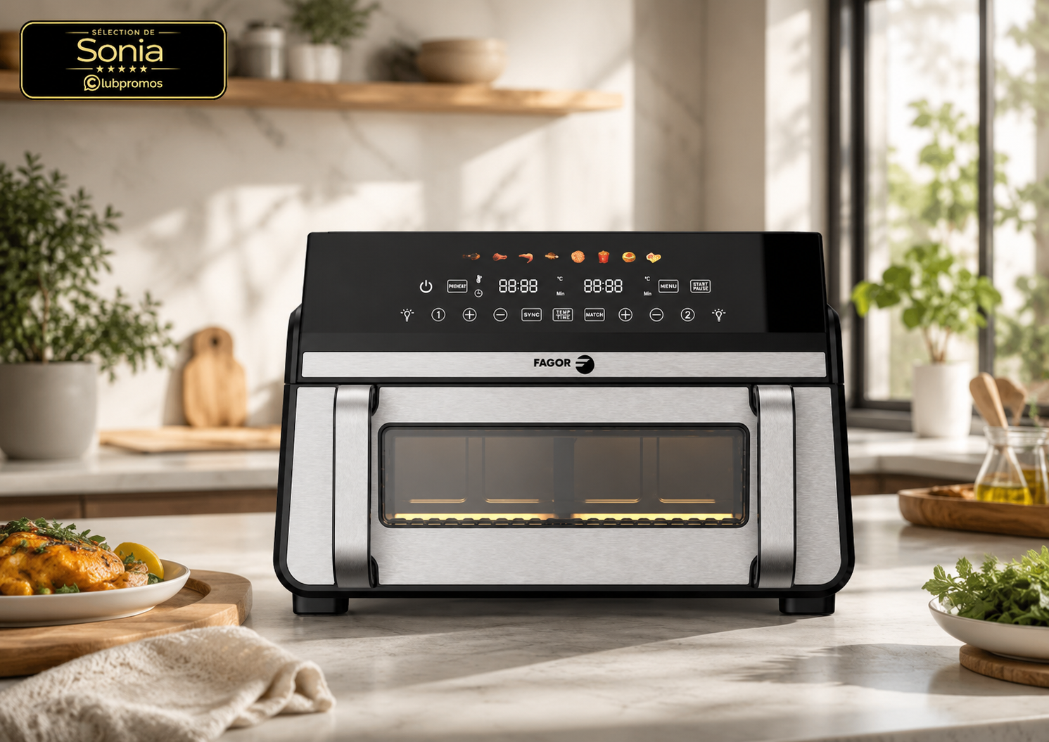 Friteuse sans huile FAGOR FG10AF 11 litres avec double zone et écran tactile à 59,99 € chez Cdiscount