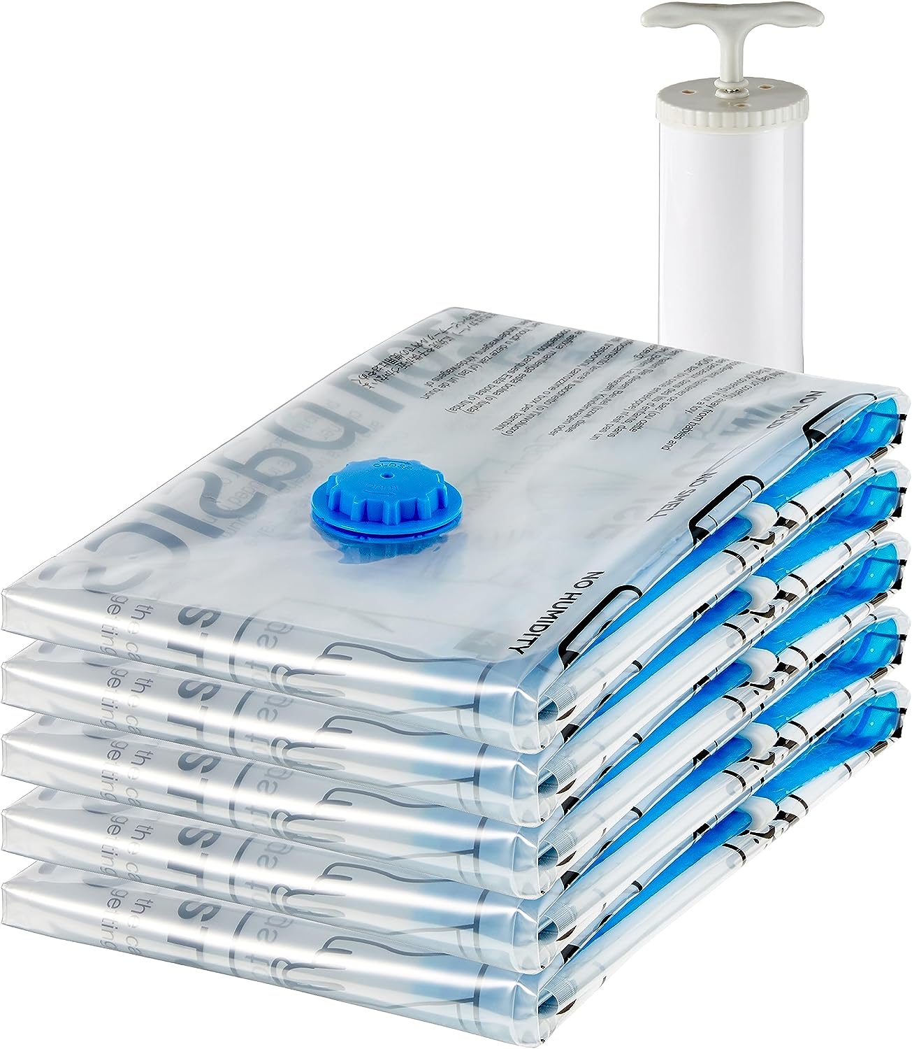 Amazon Basics housses de rangement sous vide avec pompe manuelle, 5 pièces, Taille L, Blanc, B...jpg