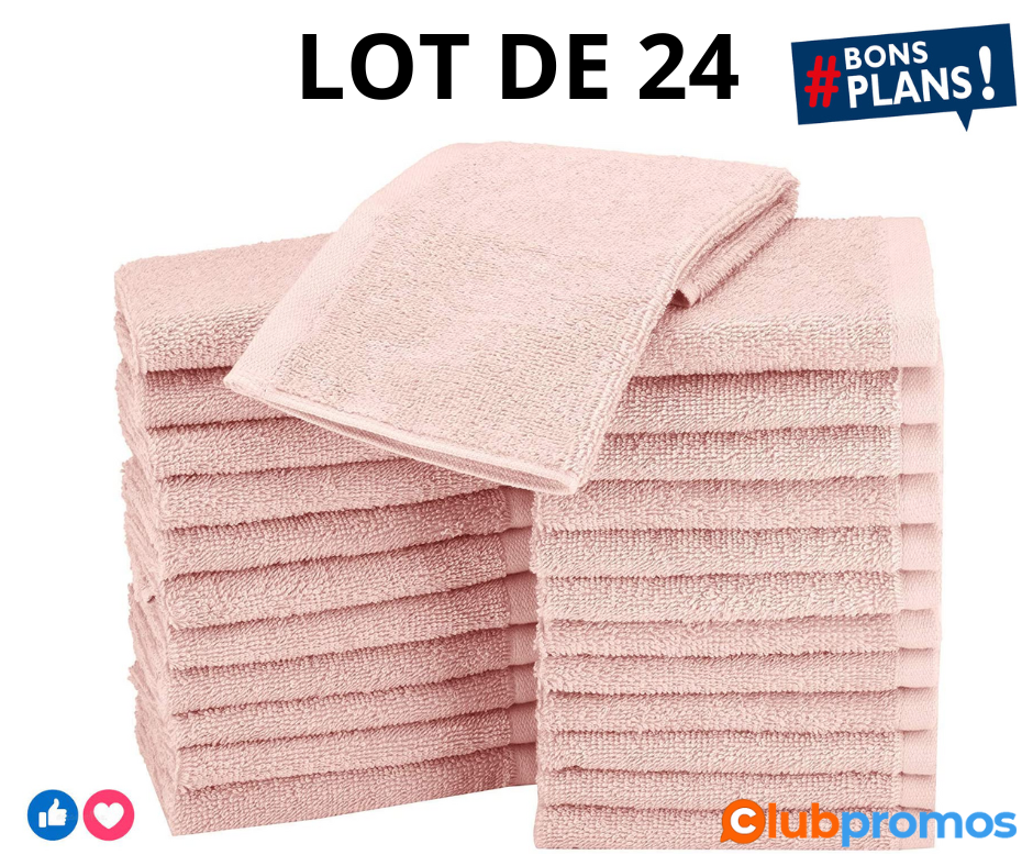 Amazon Basics Lot de 24 petites serviettes en coton 30 x 30 cm Rose poudré.png