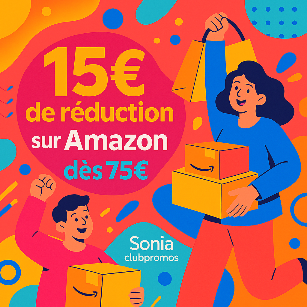 Amazon.it – 15€ de réduction immédiate dès 75€ d’achats, code promo IT15Y, offre limitée aux premiers 150 000 clients du 2 au 5 septembre 2025, sur produits vendus & expédiés par Amazon.