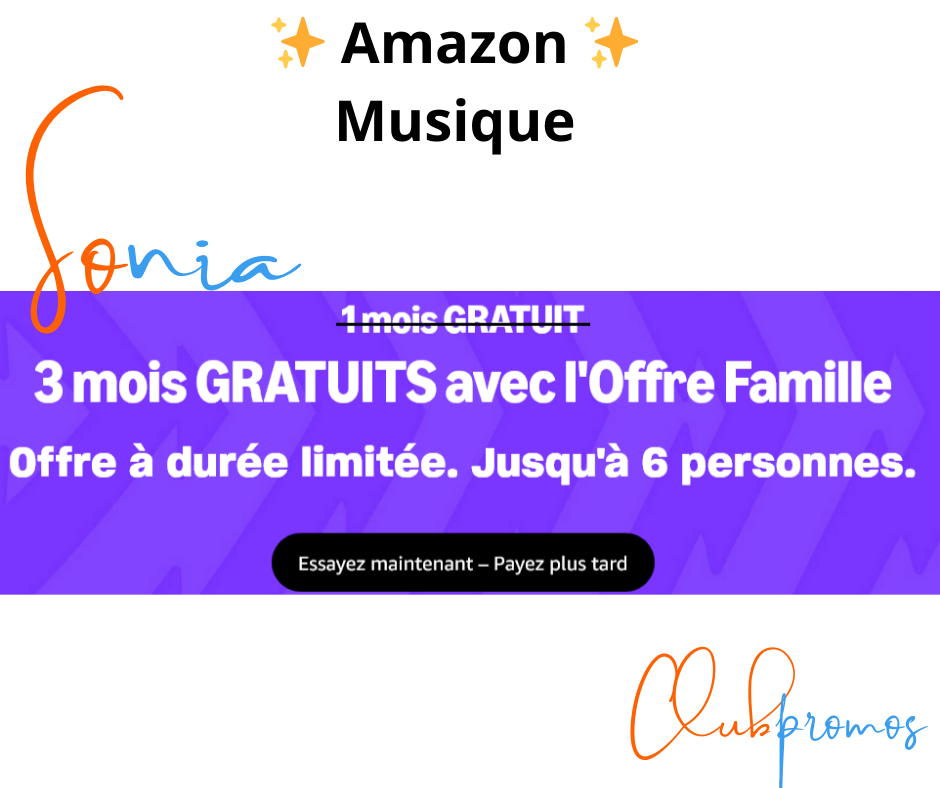 Bon plan Amazon Music Unlimited Famille : 3 mois gratuits avec accès illimité à plus de 100 millions de titres pour 6 personnes