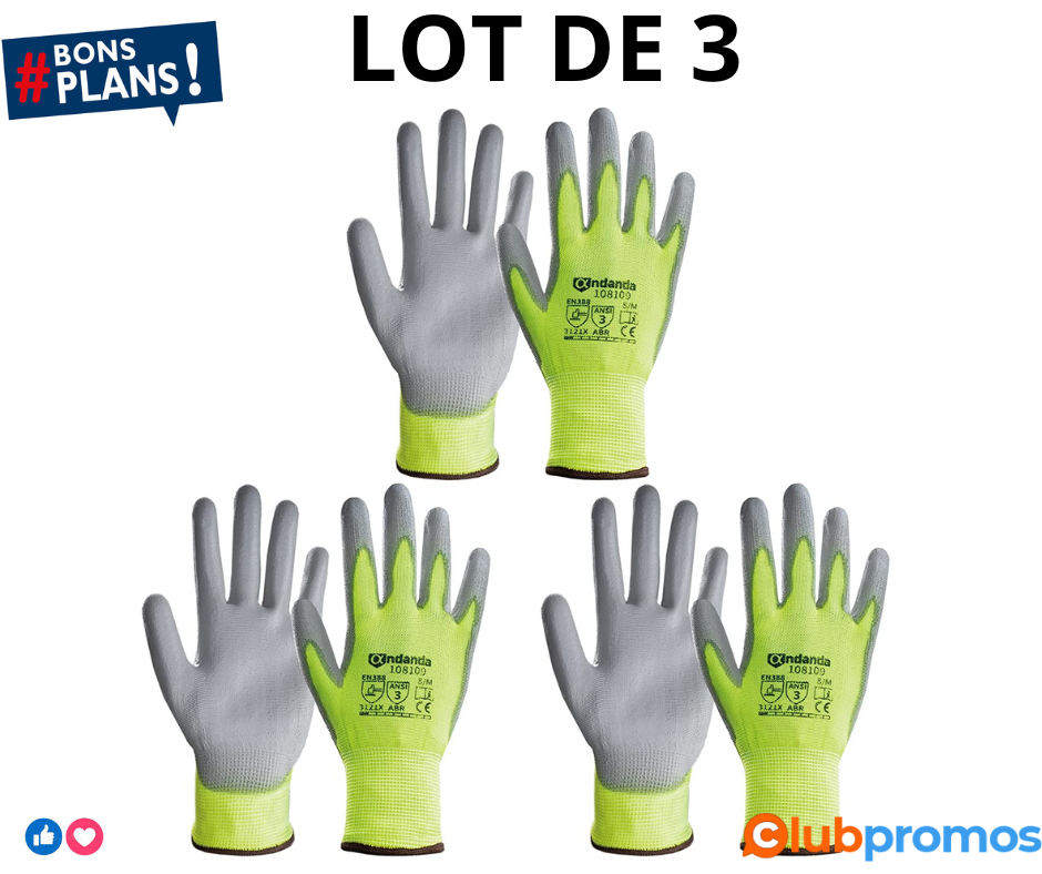 ANDANDA Gants de Travail, 3 Paires, Gants JardinageBricolage, Tricoté sans Couture, Enduit de ...png