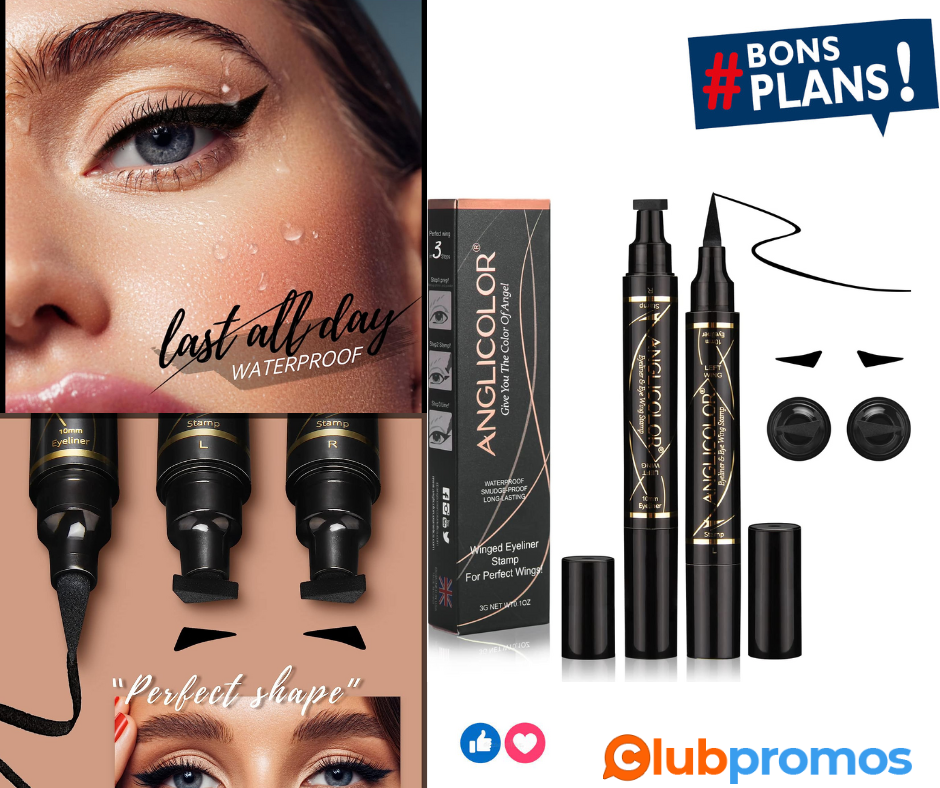 Anglicolor 2 pièces Tampon Eyeliner, Noir Tampon Eyeliner Wingué, Tampon Wing Cat Eye, Eye Lin...png