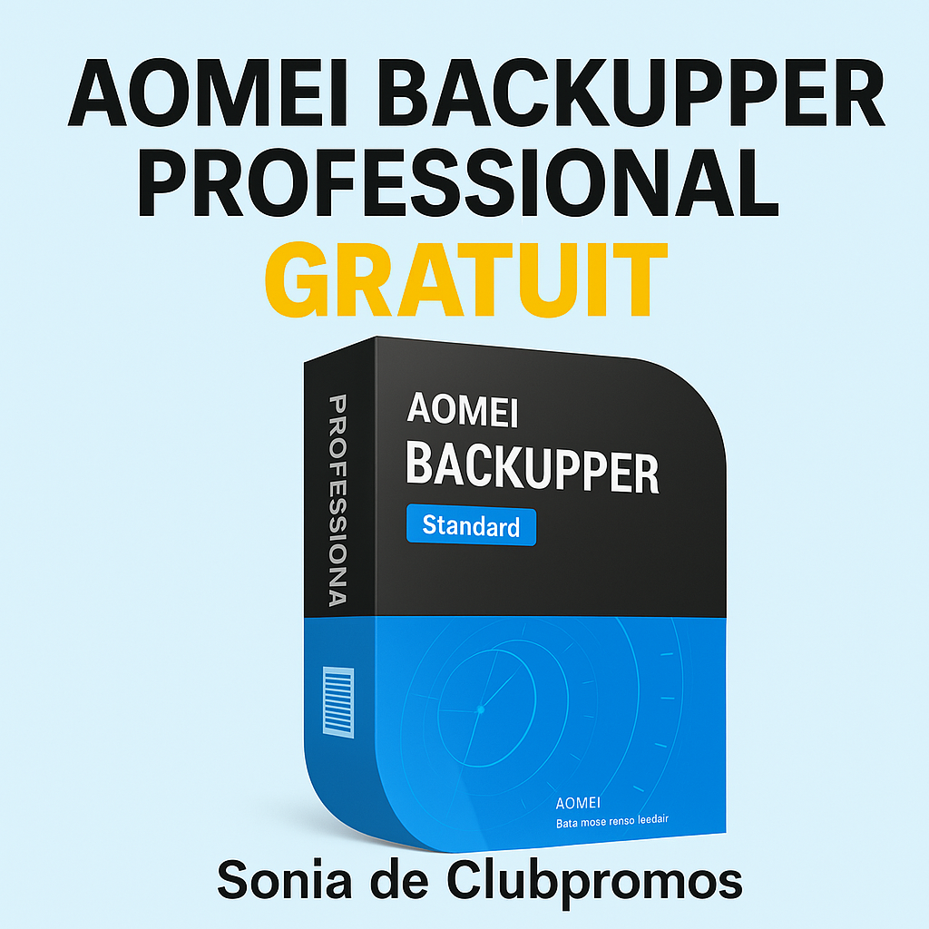 AOMEI Backupper Pro, logiciel de sauvegarde professionnel, version gratuite avec licence valable jusqu’au 31 mai 2025.