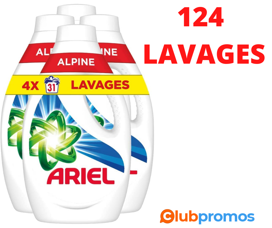 Ariel Lessive Liquide Power, 124 Lavages (4 x 31 Lavages), Alpine, Efficace même à Froid et Fr...png