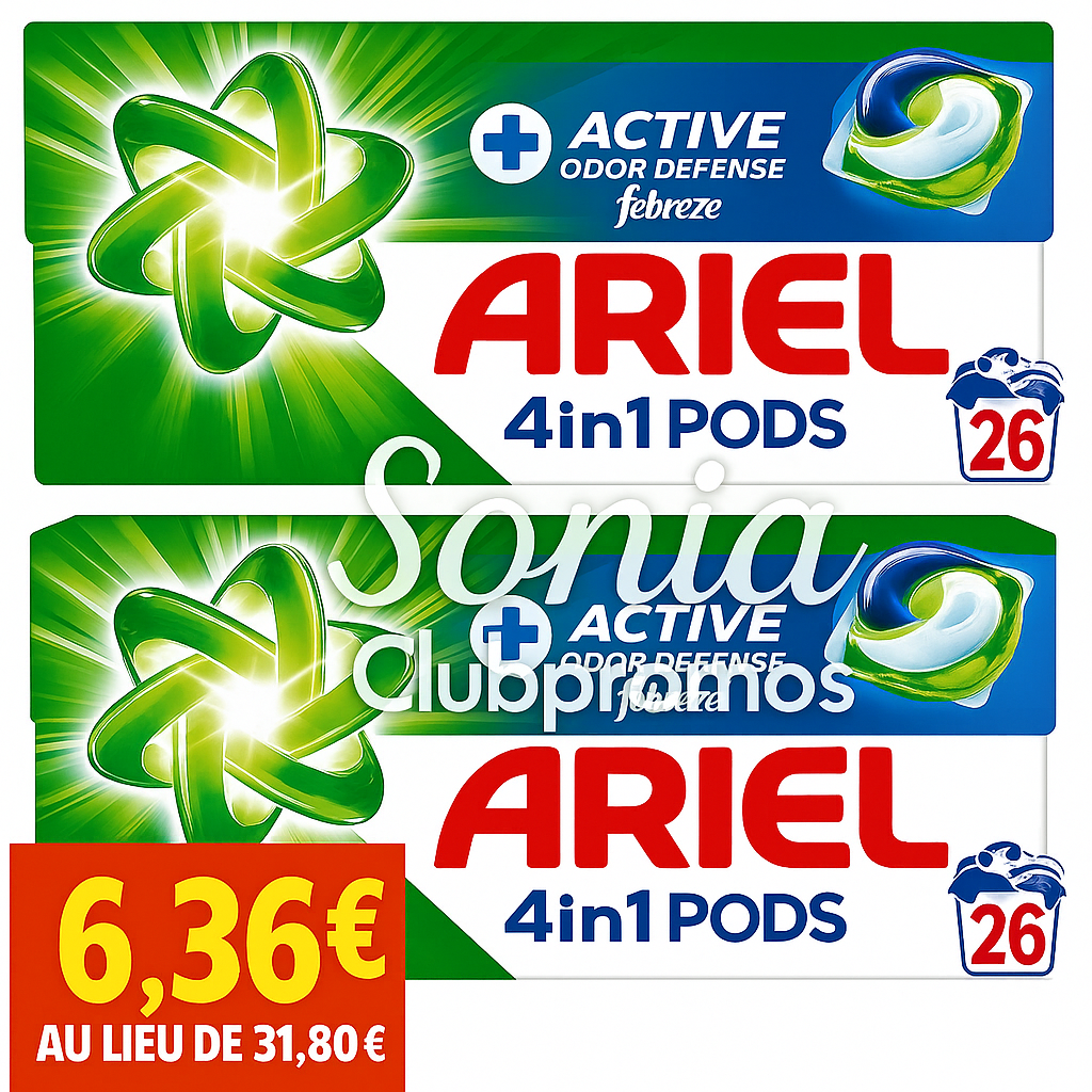 Offre Ariel Pods Carrefour – 80 % remboursés sur la carte fidélité – 2 paquets pour 52 lavages à prix réduit – Bon plan lessive en supermarché