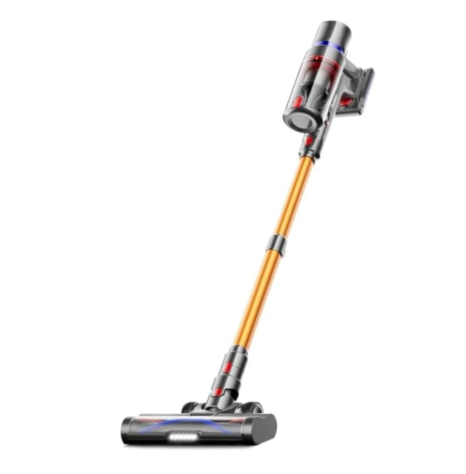  Aspirateur sans fil Générique S5 ultra silencieux avec écran LED, brosse anti-nœuds, base de recharge automatique, idéal pour sols durs et poils d’animaux.