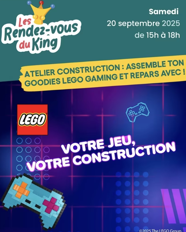 Atelier de construction LEGO Gaming gratuit chez King Jouet, participants repartent avec un go...png