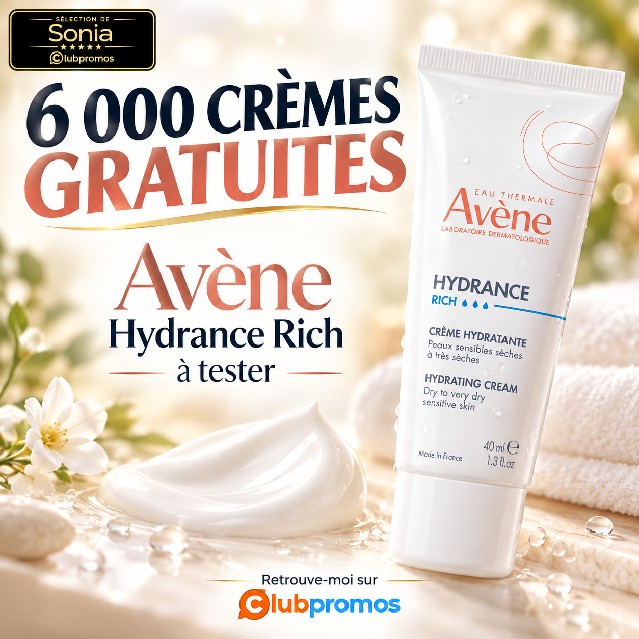 Avène Hydrance Rich, 6 000 crèmes gratuites à teste