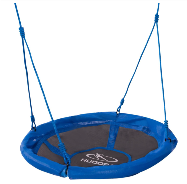 Balançoire nid HUDORA 90 cm - Balançoire suspendue en plastique bleu, idéale pour l'intérieur et l'extérieur. Parfaite pour les enfants et les adultes, cette balançoire est robuste, résistante aux intempéries, et ajustable en hauteur. Confort garanti avec sa surface d'assise ergonomique et sa capacité de charge jusqu'à 100 kg.