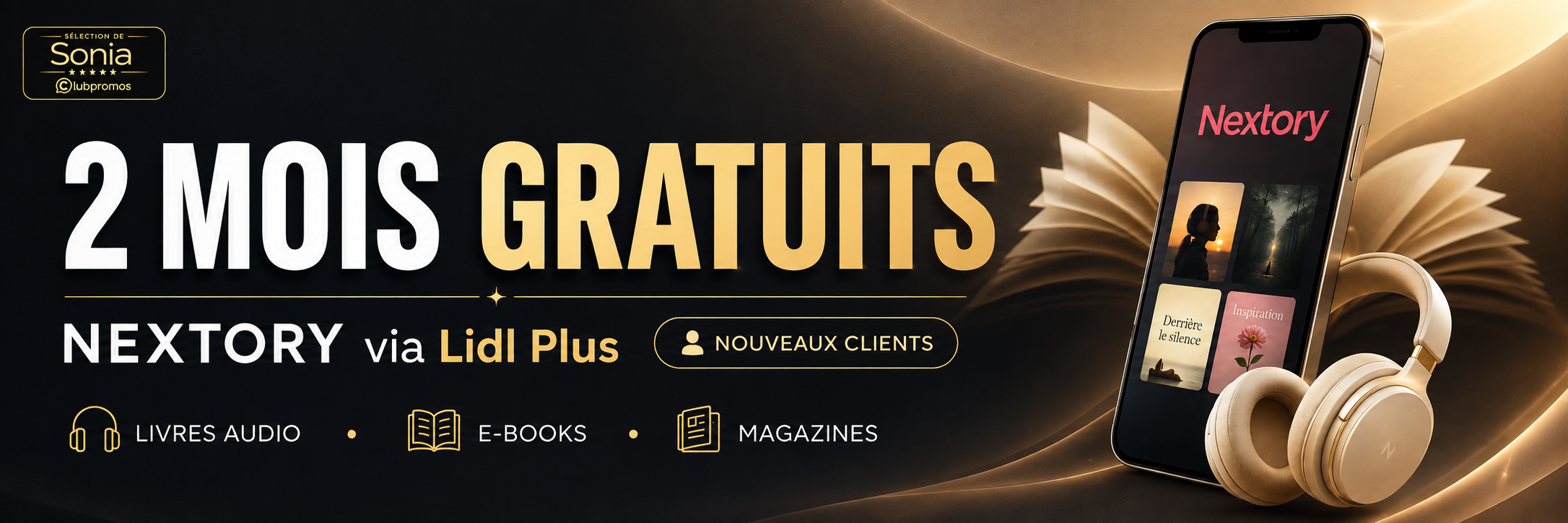 2 mois de Nextory gratuits avec Lidl Plus et le code LIDL60FR