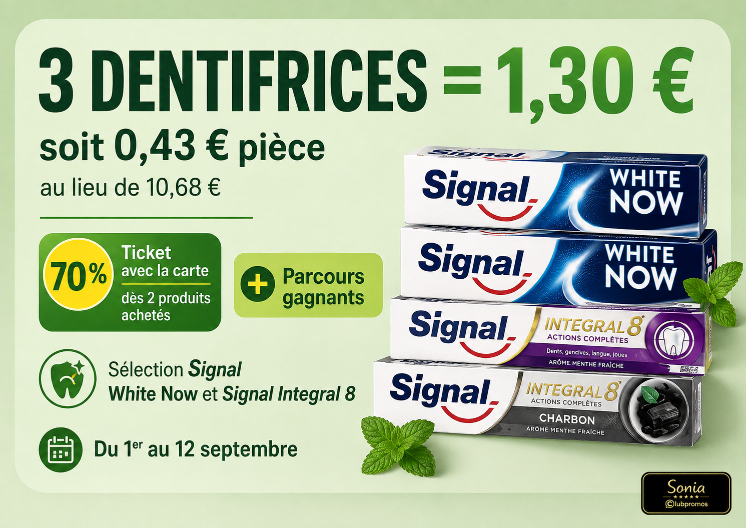 3 Signal White Now potentiellement à 1,30 € avec 70 % en Tickets E.Leclerc et Parcours Gagnants Signal