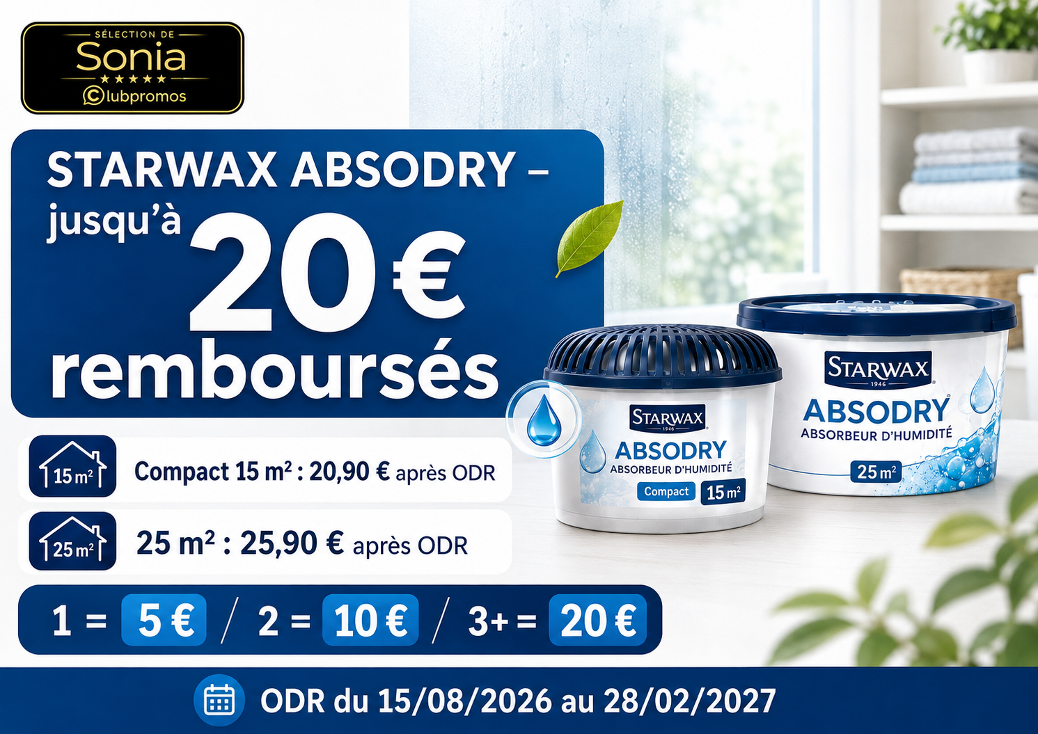 Bannière ODR STARWAX ABSODRY Castorama jusqu’à 20 € remboursés