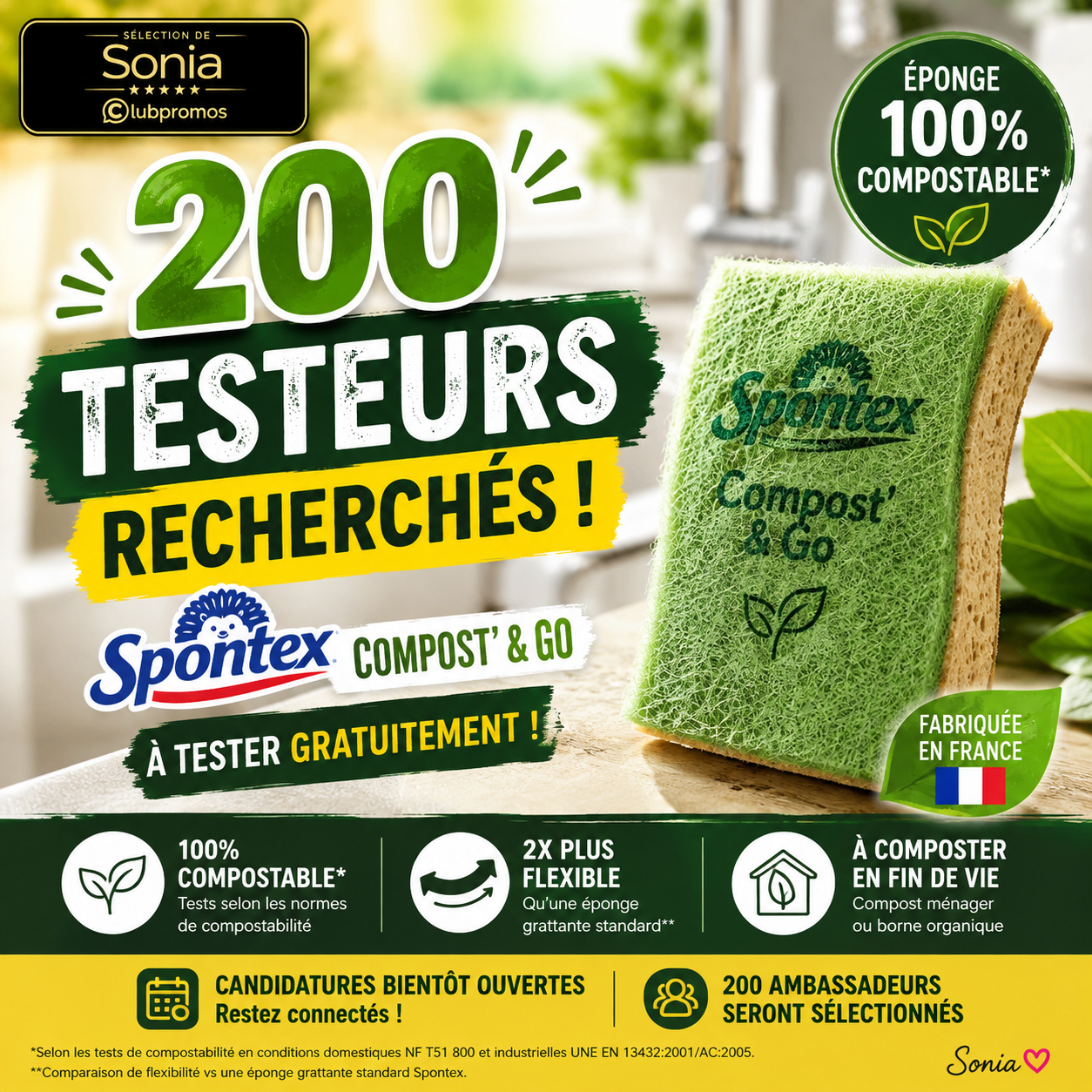 200 testeurs recherchés pour tester gratuitement Spontex Compost’ & Go avec Sampleo