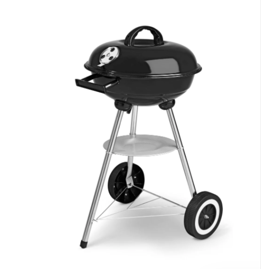 Barbecue boule Kansas Grillmeister Ø 34 cm sur Lidl – charbon de bois, grill compact avec roulettes, couvercle avec aération, idéal petits jardins