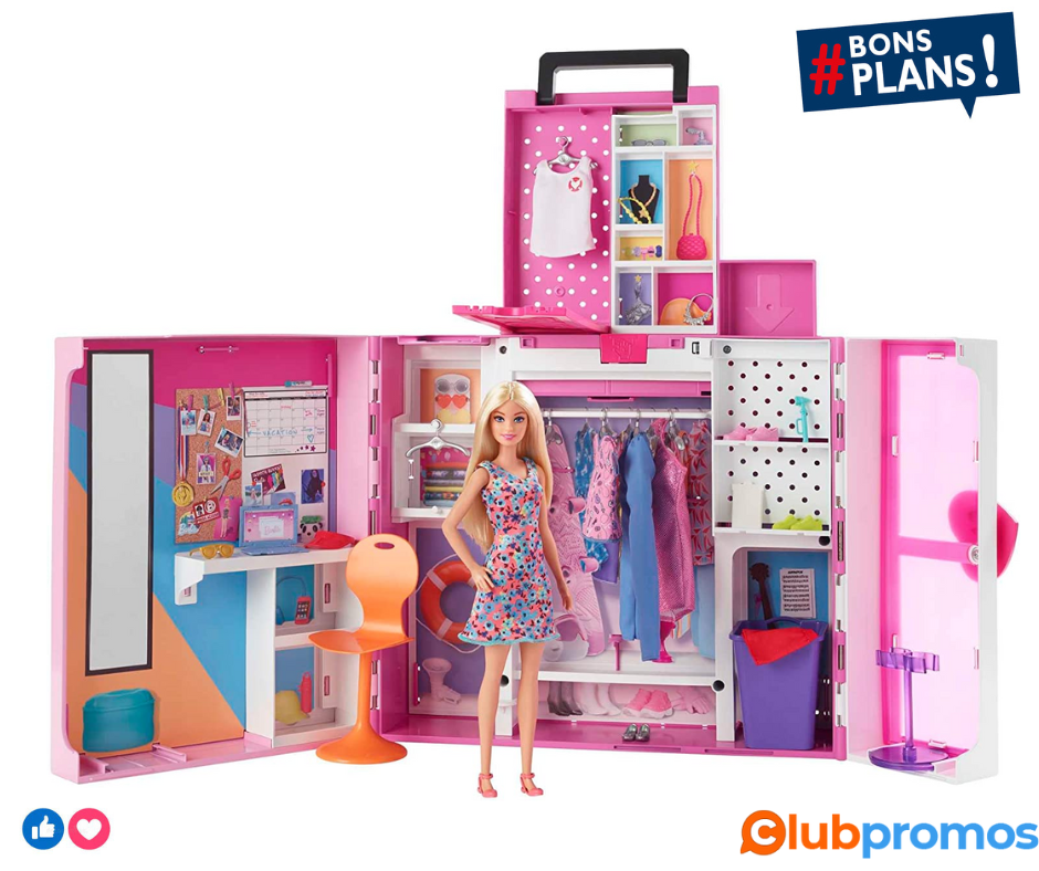 Barbie Coffret Dressing Deluxe de Barbie (60cm) avec poupée Barbie blonde, 15 Espaces de range...png