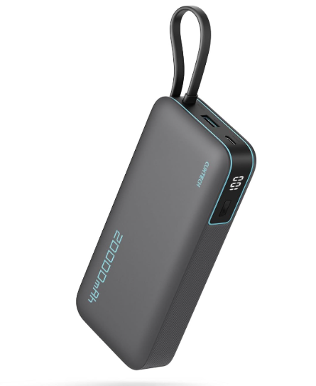 Batterie externe CUKTECH 20000mAh 45W avec câble intégré, compatible iPhone, iPad, MacBook, bon plan Amazon été 2025
