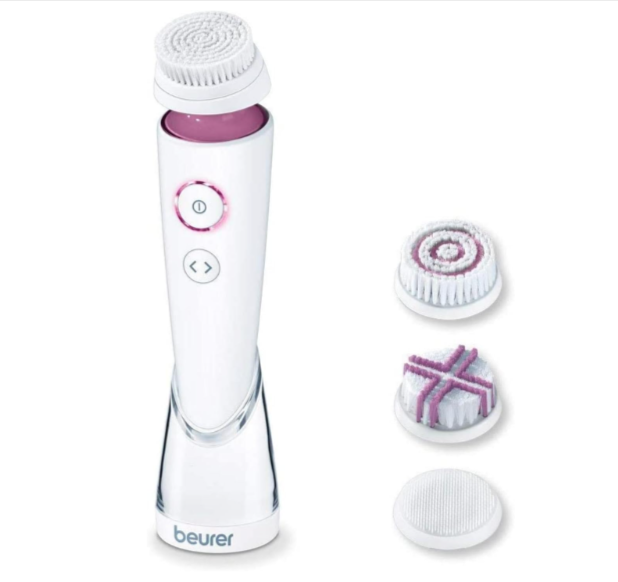  Brosse faciale Beurer FC 95 avec 4 têtes étanches, rotation circulaire et oscillante, nettoyant doux pour tous types de peau.