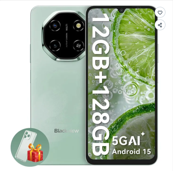  Blackview SHARK 6 smartphone 5G vert avec écran 6,88 pouces 120 Hz, 12 Go de mémoire, 128 Go de stockage et batterie 5000 mAh en promotion chez Cdiscount