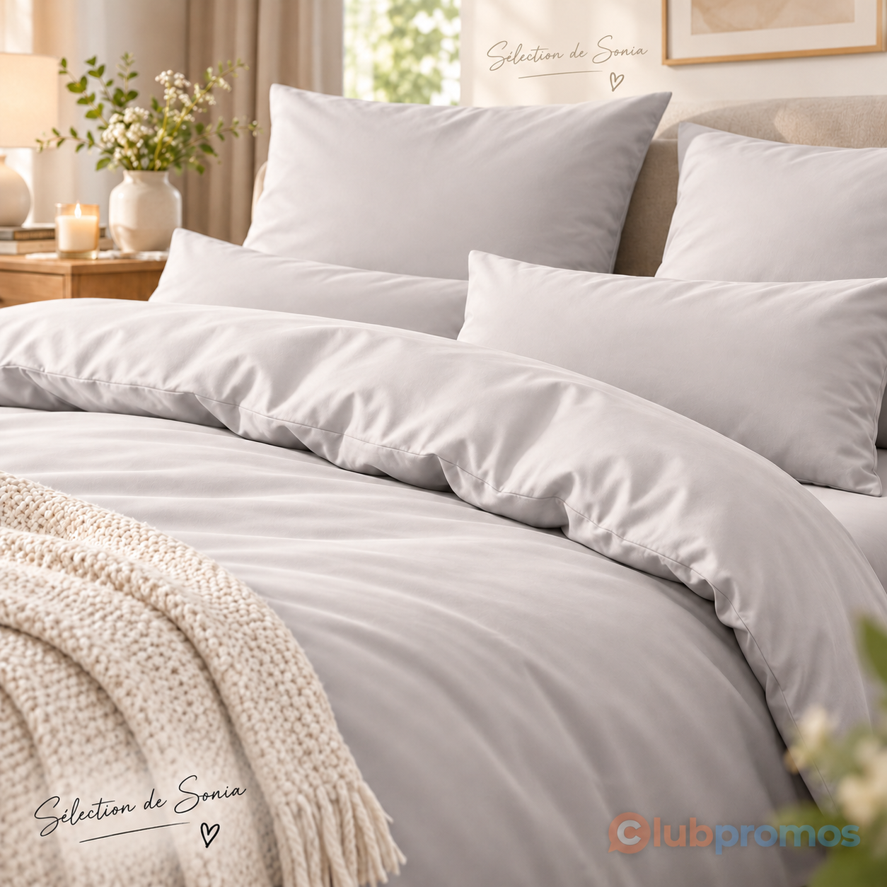 Parure de lit Blumtal Gris Clair de Lune en microfibre, comprenant une housse de couette 200 × 200 cm et une taie 50 × 80 cm, à 9,99 € sur Amazon.
