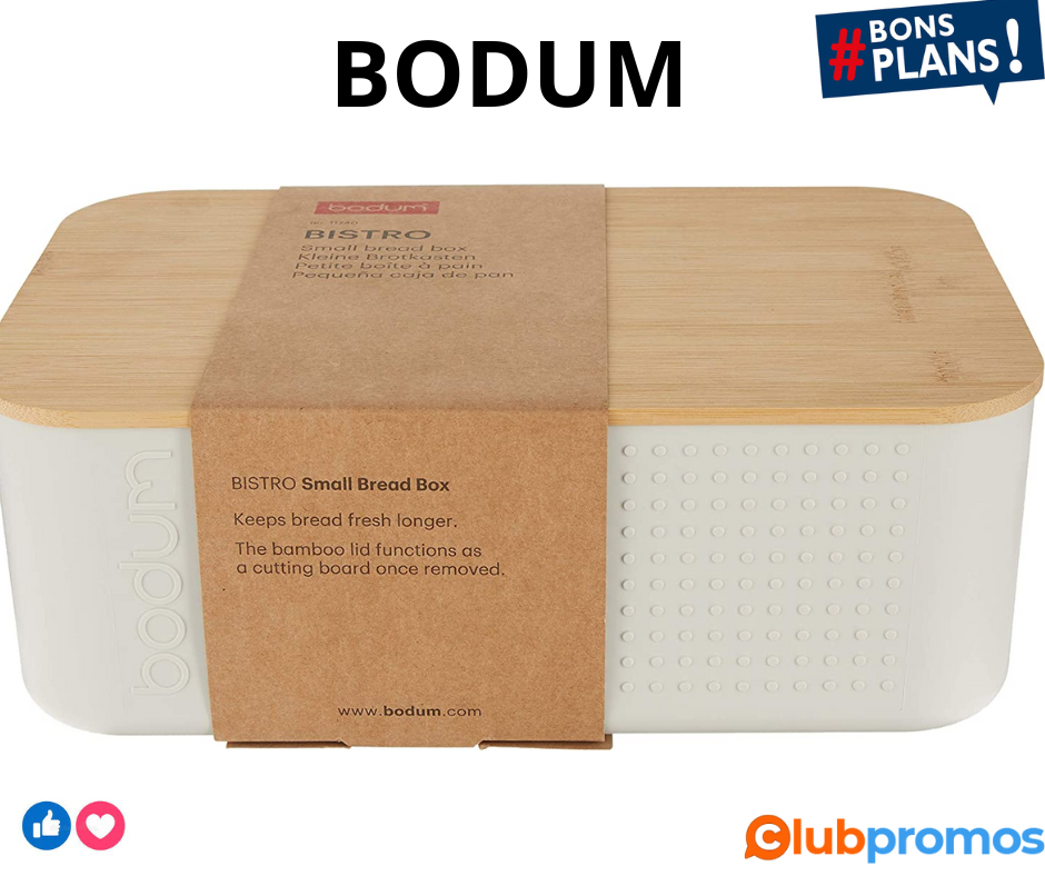 BODUM 11740-913 Petite boîte à pain Bistro, Plastique, Bois, 19,39 x 29,4 x 10,7 cm, Blanc, Pe...png