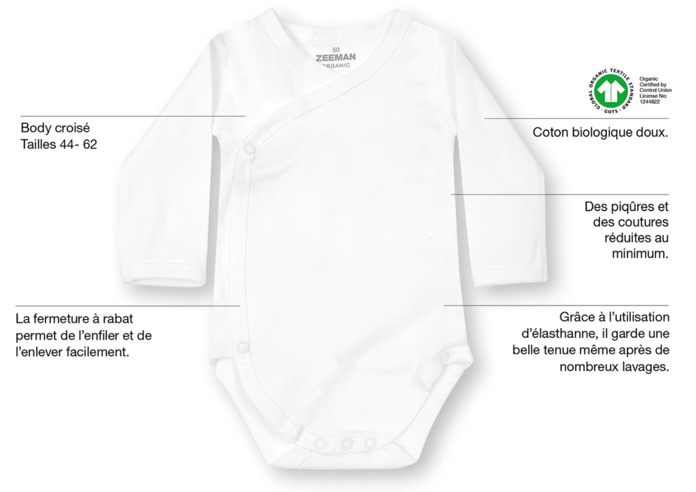 Body gratuit pour bébé chez Zeeman - Confort et qualité en coton biologique