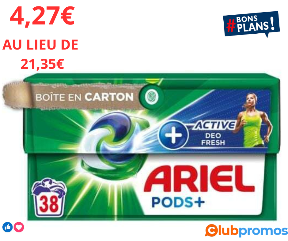 Boite de 38 Capsules de Lessive Ariel Pods 4,27€ au lieu de 21,35€ .png