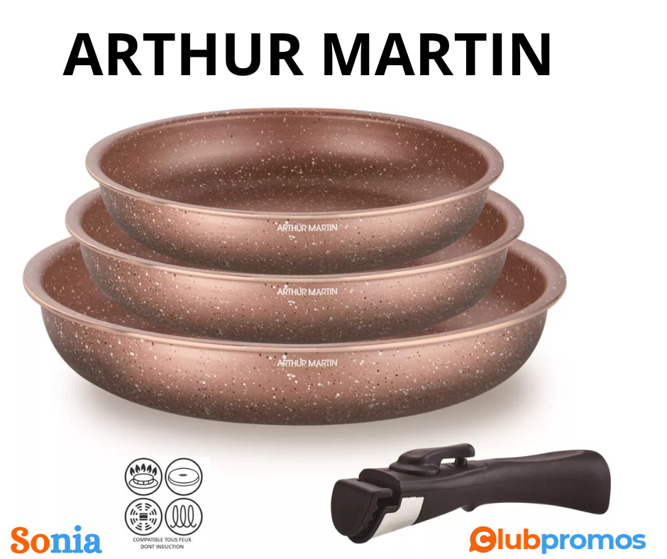 bon plan amazon Batterie de cuisine ARTHUR MARTIN de 3 poeles .png