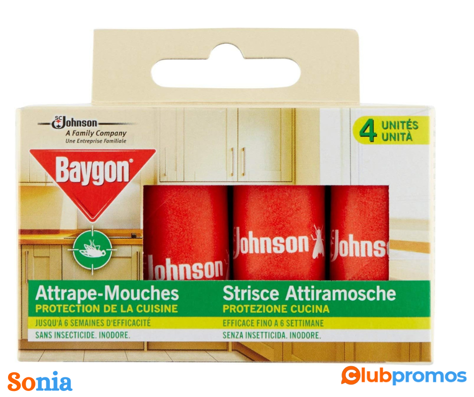 bon plan amazon Baygon Rubans Attrape-Mouches, Efficacité 6 Semaines, 2 en 1.png