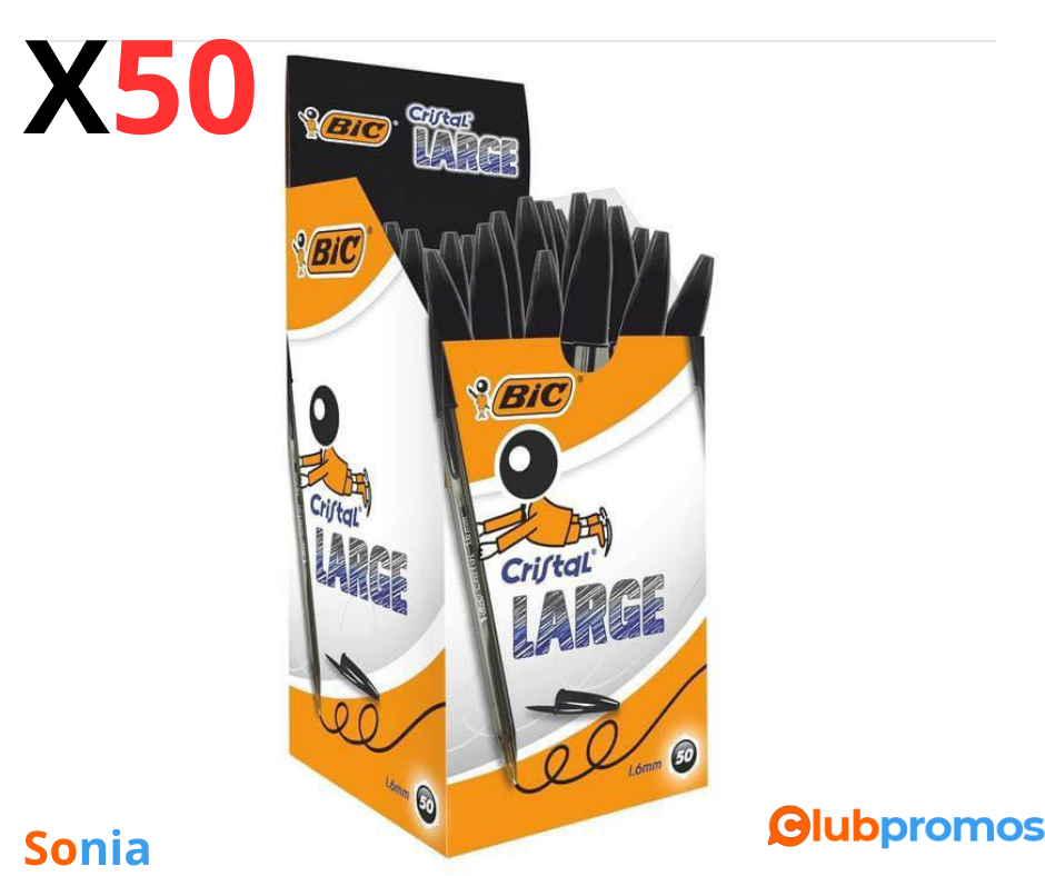 Bon plan amazon BIC Cristal Large - Stylos-Bille avec Pointe Large (1,6 mm) - Encre Fluide - C...png