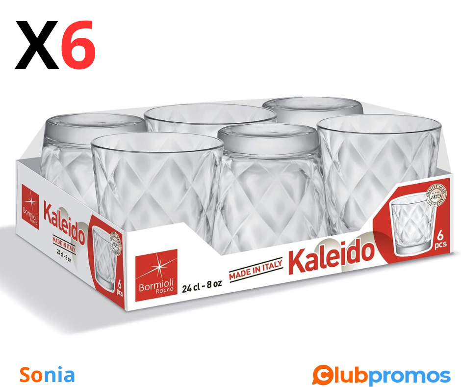 Bon plan Amazon Bormioli Rocco Reed 6 Bicchiere Vetro Kaleido Acqua Cl24 .png