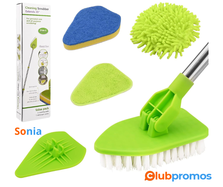 Bon Plan Amazon Brosse Nettoyage Salle de Bain, 4 in 1 Brosse à laver Extensible Long Manche B...png
