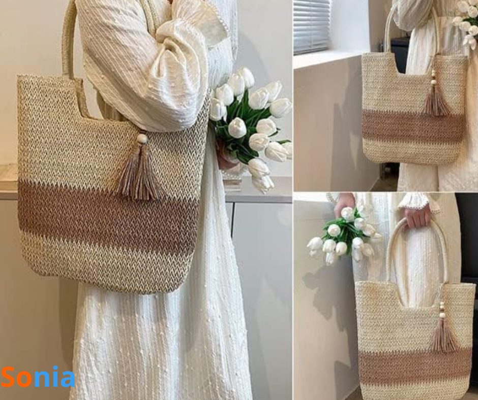 bon plan amazon CHAMAIR Sac de plage d'été pour femme - Sac en paille avec pompons - Grand sac...png