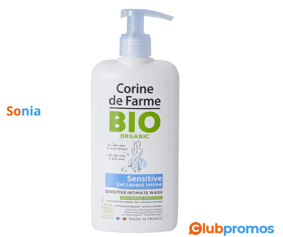 Bon plan Amazon Corine de Farme - Gel Intime Sensitive, Certifié Bio avec ECOCERT COSMOS Organ...png