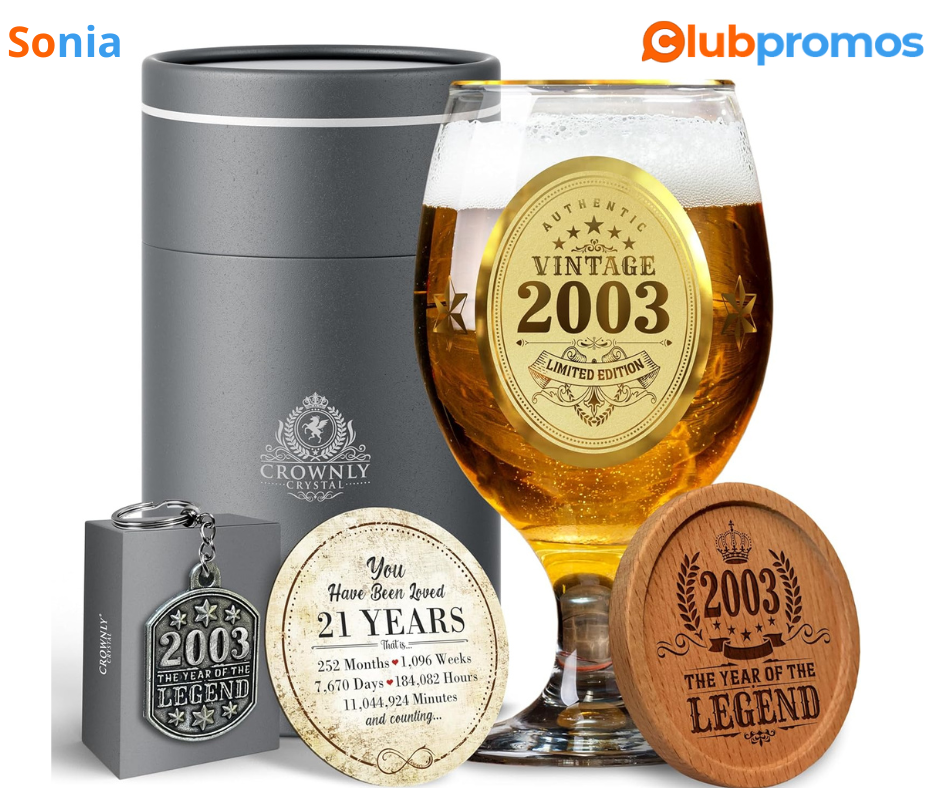 Bon Plan Amazon CROWNLY CRYSTAL® 2003 Cadeau Homme Original Cadeau 21e Anniversaire Homme 21 D...png