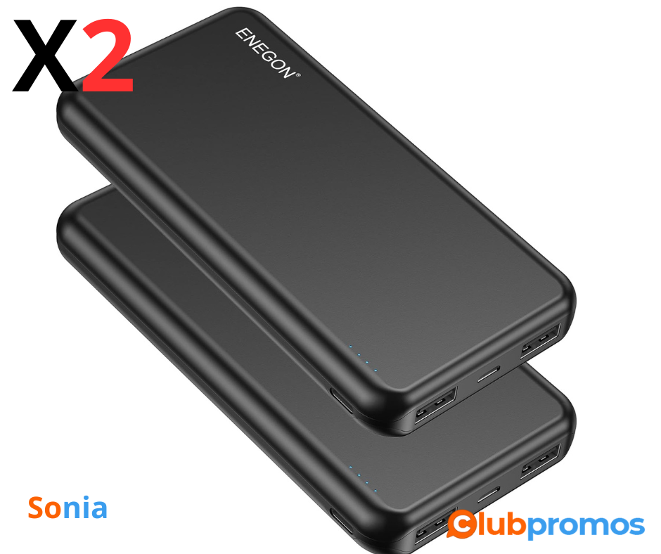 Bon Plan Amazon ENEGON 2-Pack Batterie Externe Power Bank 10000mAh, Chargeur Portable de Télép...png
