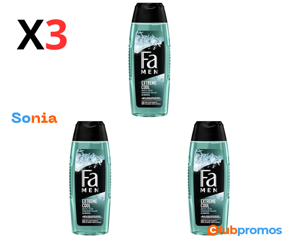 bon plan amazon Fa Men - Gel Douche Corps Homme - Extreme Cool - Formule de pH neutre pour la ...png