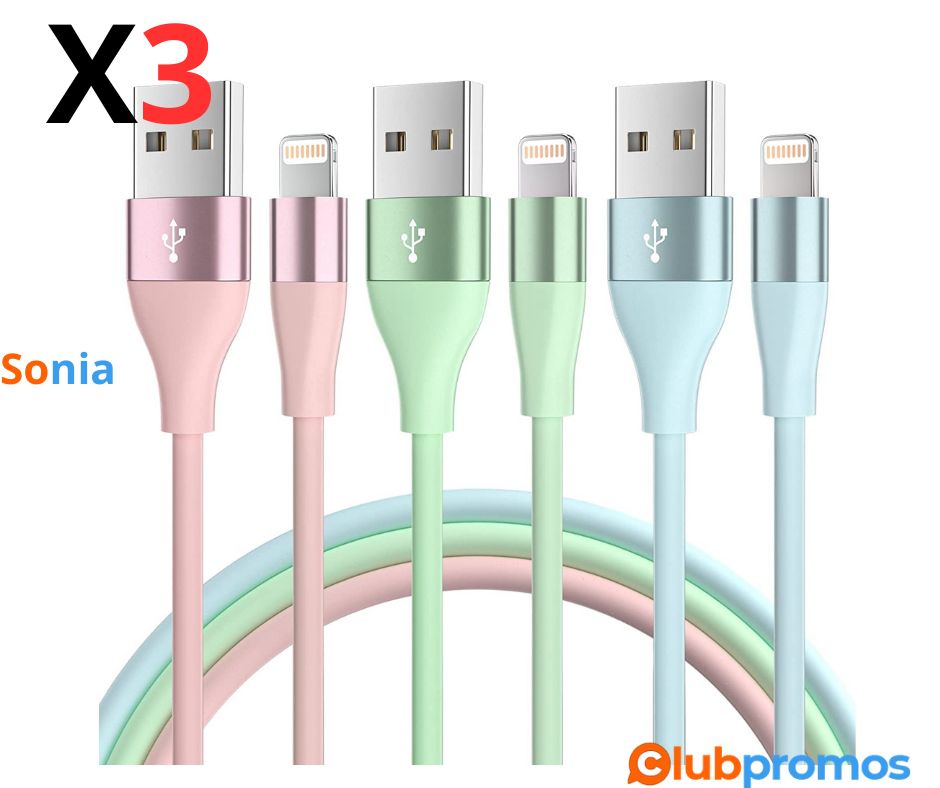 Bon plan Amazon Forinie iPhone Chargeur Câble [Certifié MFi] 2MLot de 3 Câble Lightning Charge...png